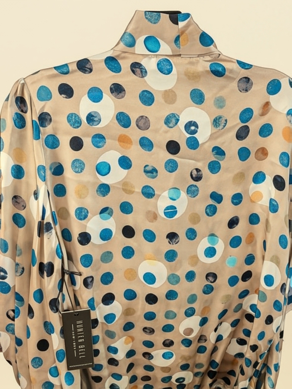 HUNTER BELL Cream Blouse with Blue and Gold Dot Print